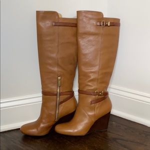 Coach Leather Wedge Boots